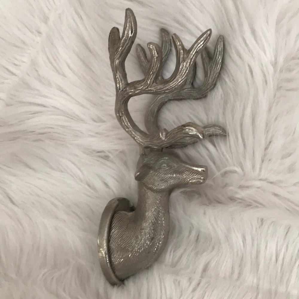 Rustic deer hook Silver toned country farmhouse wall decor rustic hunting cabin